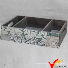 Luckywind Painted Pattern Wooden Tray with Handles